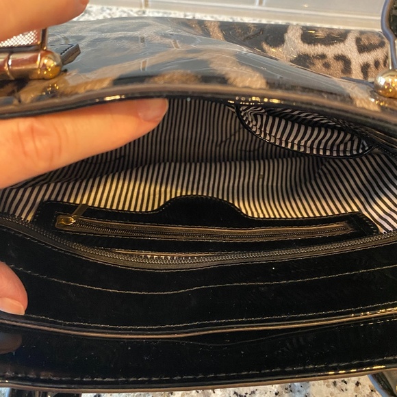 Women's Satchel, NWOT, Black w/ Cheetah Print - Picture 7 of 8
